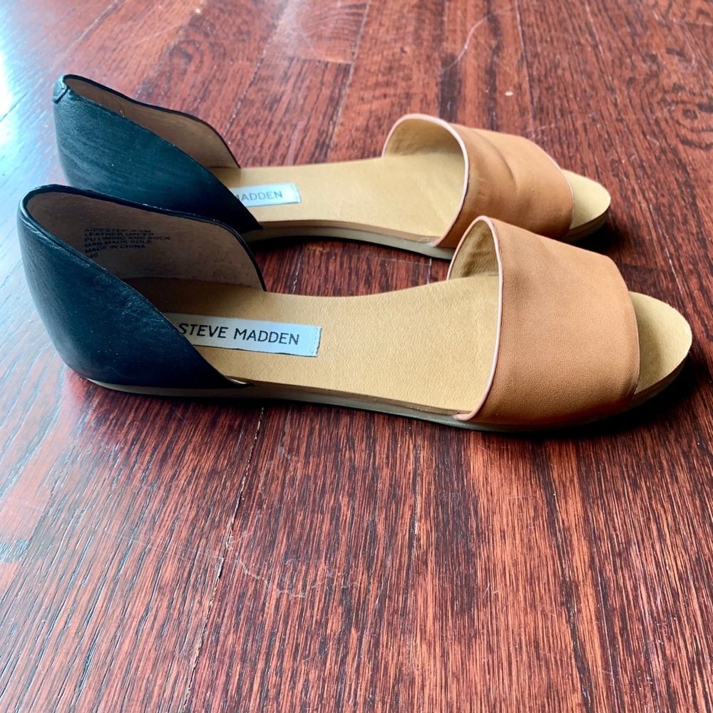 Steve Madden Corey Leather Brown Black Sandals